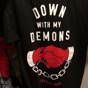 SKETCHY TANK DOWN WITH MY DEMONS BLACK SHIRT